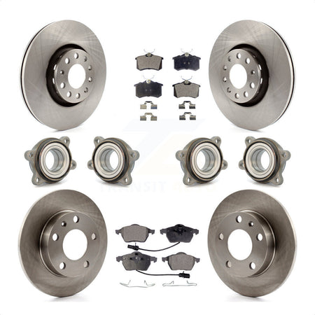 Front Rear Hub Bearings Assembly Disc Brake Rotors And Semi-Metallic Pads Kit (10Pc) For 2002 Audi S4 KBB-108834 by Transit Auto