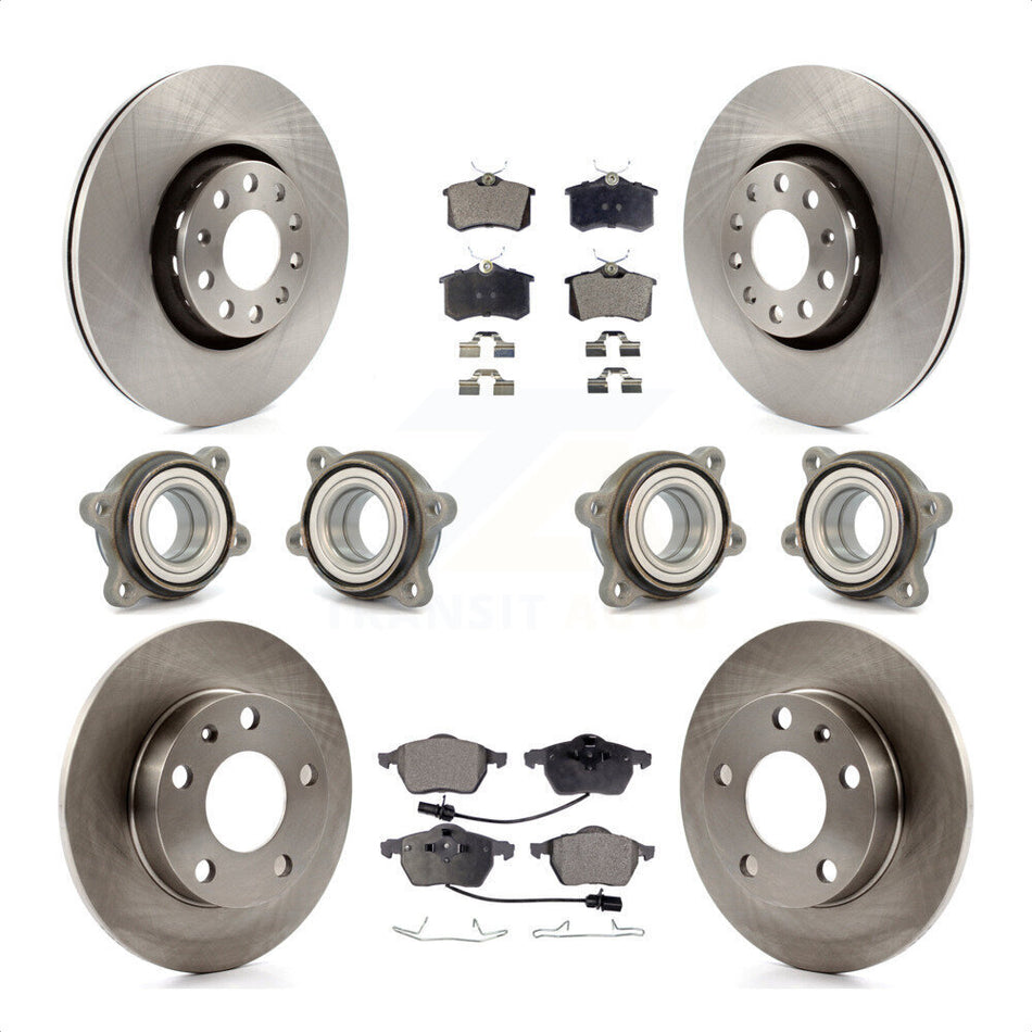 Front Rear Hub Bearings Assembly Disc Brake Rotors And Semi-Metallic Pads Kit (10Pc) For 2002 Audi S4 KBB-108834 by Transit Auto