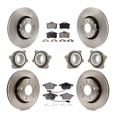 Front Rear Hub Bearings Assembly Disc Brake Rotors And Semi-Metallic Pads Kit (10Pc) For 2002 Audi S6 With 312mm Diameter Rotor KBB-108835 by Transit Auto