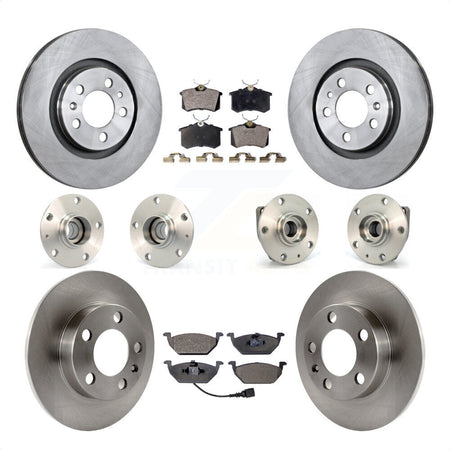 Front Rear Hub Bearings Assembly Disc Brake Rotors And Semi-Metallic Pads Kit (10Pc) For Volkswagen Golf City KBB-108879 by Transit Auto
