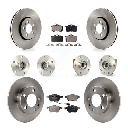 Front Rear Hub Bearings Assembly Disc Brake Rotors And Semi-Metallic Pads Kit (10Pc) For 2006 Volkswagen Golf 1.8L KBB-108880 by Transit Auto