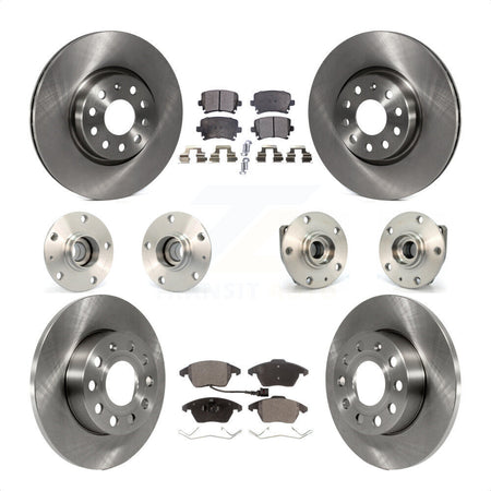 Front Rear Hub Bearings Assembly Disc Brake Rotors And Semi-Metallic Pads Kit (10Pc) For 2008 Audi A3 FWD From Chassis VIN #8P8057779 KBB-108881 by Transit Auto
