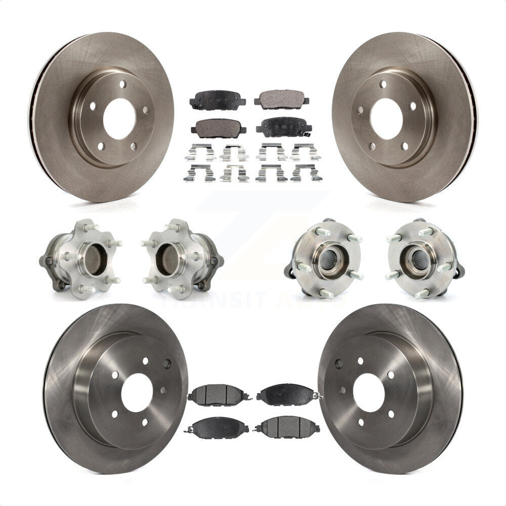Front Rear Hub Bearings Assembly Disc Brake Rotors And Semi-Metallic Pads Kit (10Pc) For 2016 Nissan Pathfinder FWD From 11 15 KBB-108952 by Transit Auto