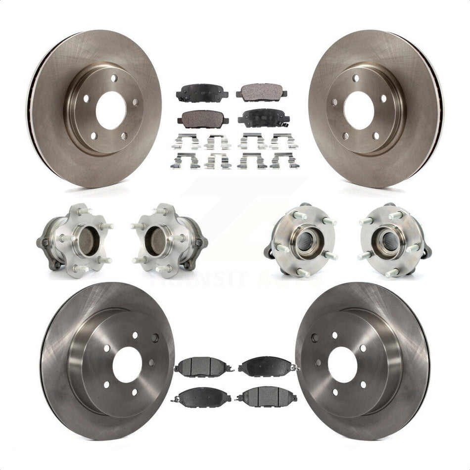 Front Rear Hub Bearings Assembly Disc Brake Rotors And Semi-Metallic Pads Kit (10Pc) For 2016 Nissan Pathfinder FWD From 11 15 KBB-108952 by Transit Auto