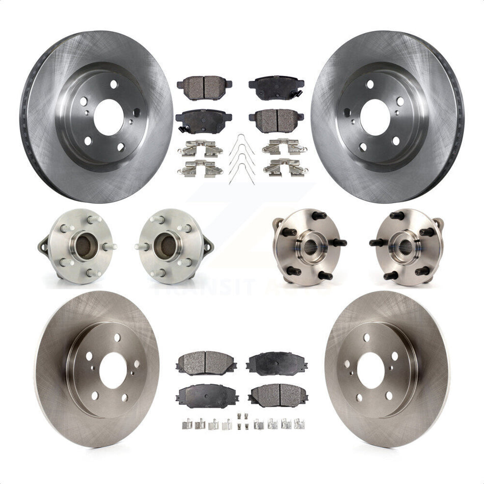 Front Rear Hub Bearings Assembly Disc Brake Rotors And Semi-Metallic Pads Kit (10Pc) For 2017-2018 Toyota Corolla iM KBB-108967 by Transit Auto