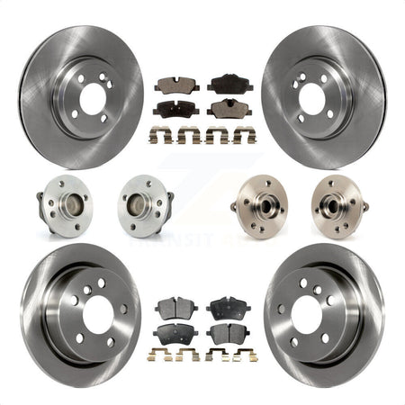 Front Rear Hub Bearing Assembly Disc Brake Rotor And Semi-Metallic Pads Kit (10Pc) For 2015 Mini Cooper Convertible with 2.0L 1.5L With 294mm Diameter 4 Lug Wheels KBB-108984 by Transit Auto