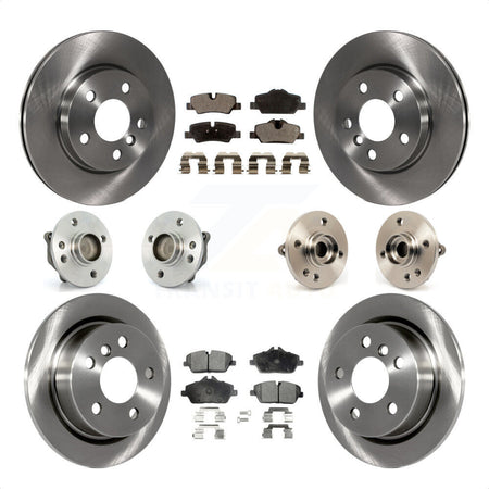 Front Rear Hub Bearing Assembly Disc Brake Rotor And Semi-Metallic Pads Kit (10Pc) For 2015 Mini Cooper Convertible with 2.0L 1.5L With 280mm Diameter 5 Lug Wheels KBB-108989 by Transit Auto