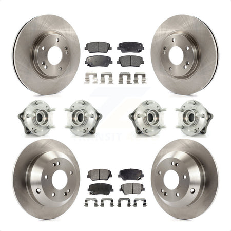 Front Rear Hub Bearings Assembly Disc Brake Rotors And Semi-Metallic Pads Kit (10Pc) For Kia Sorento Hyundai Santa Fe With ABS Brakes AWD KBB-109088 by Transit Auto