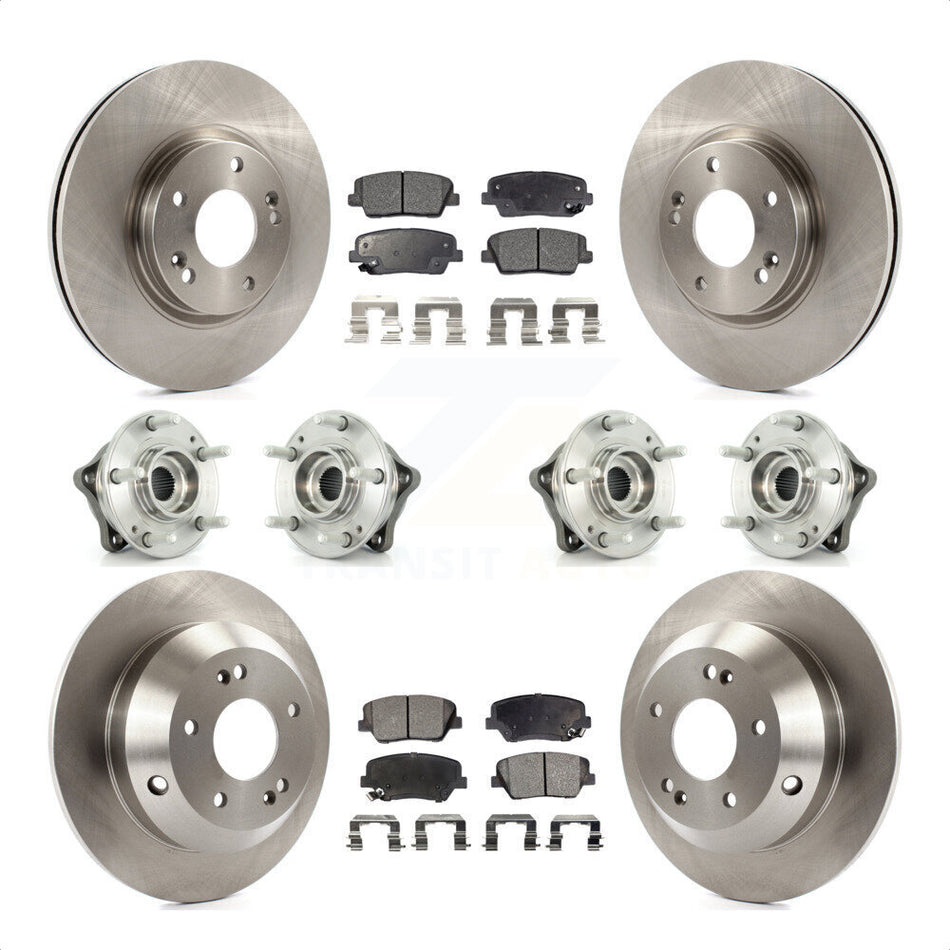 Front Rear Hub Bearings Assembly Disc Brake Rotors And Semi-Metallic Pads Kit (10Pc) For Kia Sorento Hyundai Santa Fe With ABS Brakes AWD KBB-109088 by Transit Auto