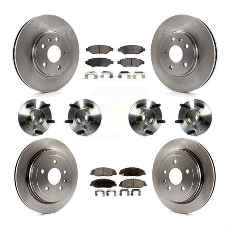 Front Rear Hub Bearings Assembly Disc Brake Rotors And Semi-Metallic Pads Kit (10Pc) For 2012-2013 Cadillac CTS V With 315mm Diameter Rotor KBB-109112 by Transit Auto