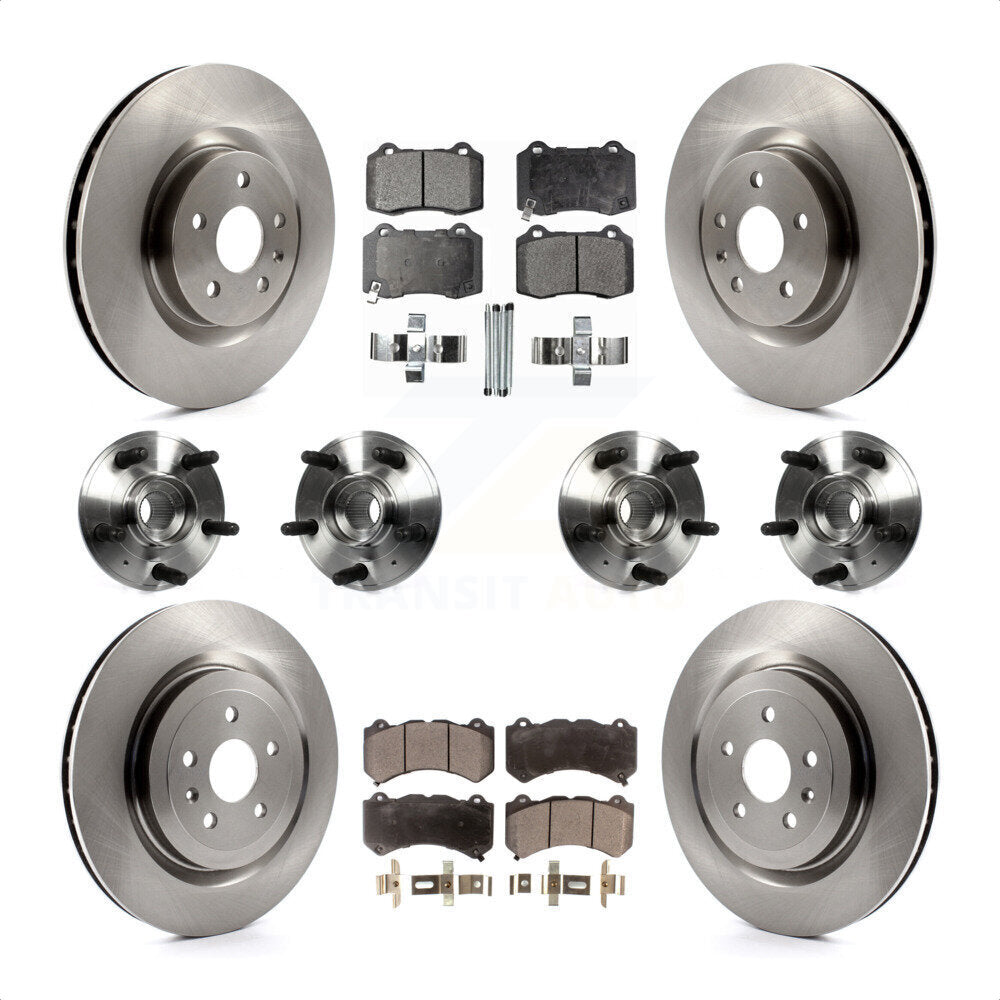 Front Rear Hub Bearings Assembly Disc Brake Rotors And Semi-Metallic Pads Kit (10Pc) For 2014 Chevrolet Camaro ZL1 KBB-109117 by Transit Auto