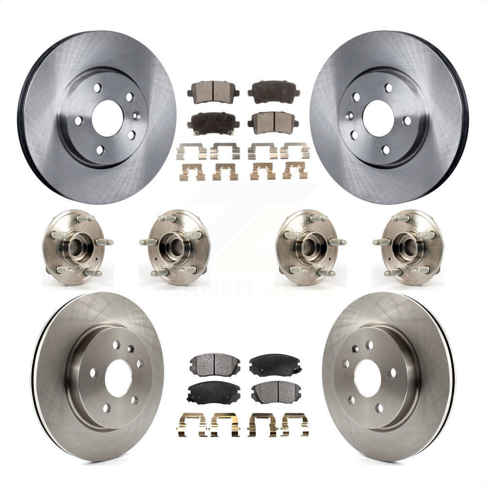 Front Rear Hub Bearings Assembly Disc Brake Rotors And Semi-Metallic Pads Kit (10Pc) For 2018-2019 Chevrolet Impala KBB-109121 by Transit Auto