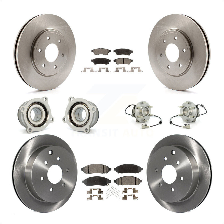 Front Rear Hub Bearings Assembly Disc Brake Rotors And Semi-Metallic Pads Kit (10Pc) For Nissan Frontier Suzuki Equator KBB-109139 by Transit Auto