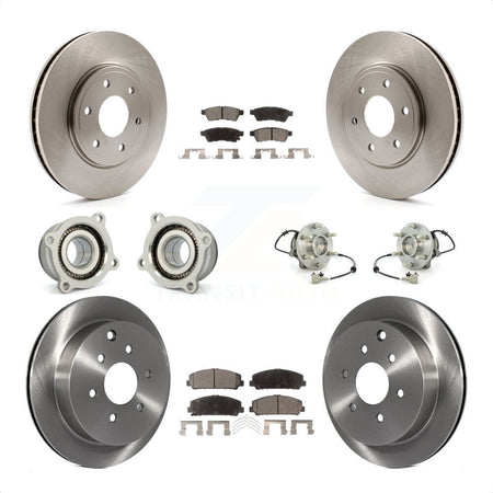 Front Rear Hub Bearings Assembly Disc Brake Rotors And Semi-Metallic Pads Kit (10Pc) For Suzuki Equator KBB-109140 by Transit Auto