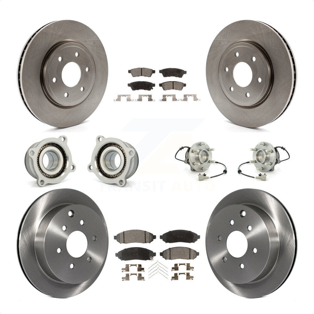 Front Rear Hub Bearings Assembly Disc Brake Rotors And Semi-Metallic Pads Kit (10Pc) For Nissan Frontier Xterra Suzuki Equator KBB-109141 by Transit Auto