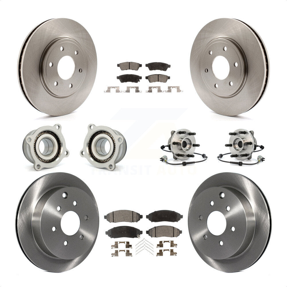 Front Rear Hub Bearings Assembly Disc Brake Rotors And Semi-Metallic Pads Kit (10Pc) For Nissan Frontier KBB-109142 by Transit Auto