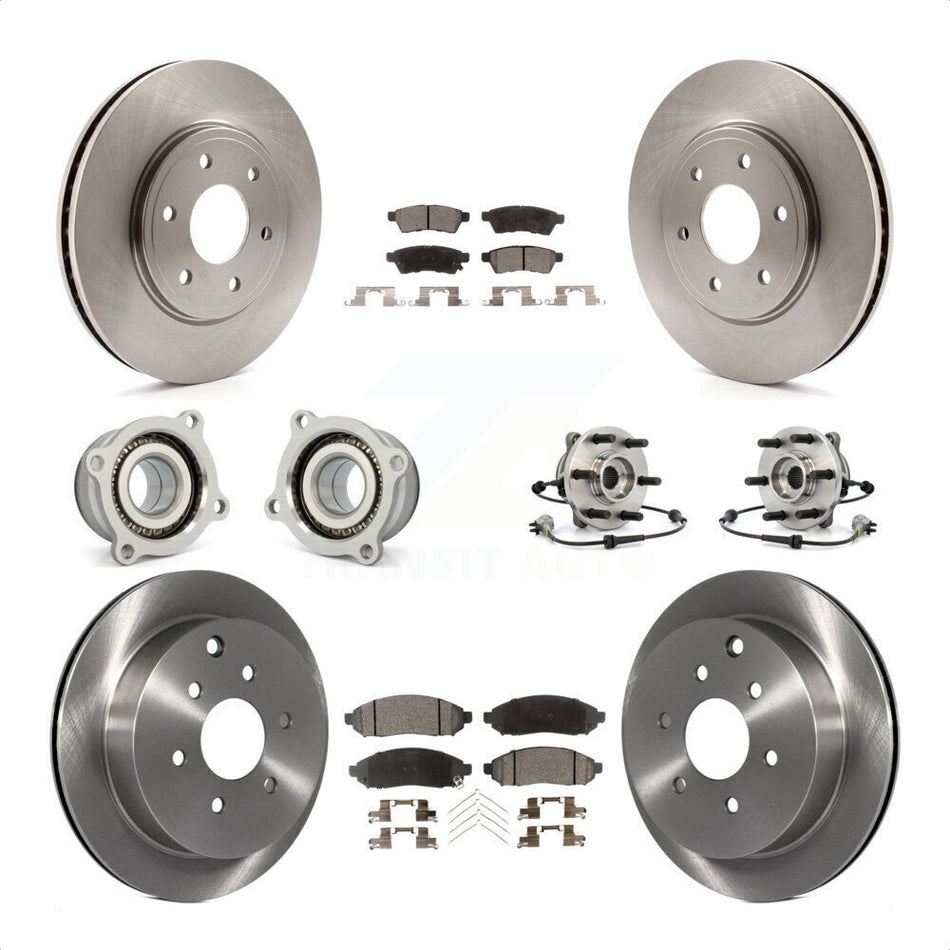 Front Rear Hub Bearings Assembly Disc Brake Rotors And Semi-Metallic Pads Kit (10Pc) For Nissan Frontier KBB-109142 by Transit Auto