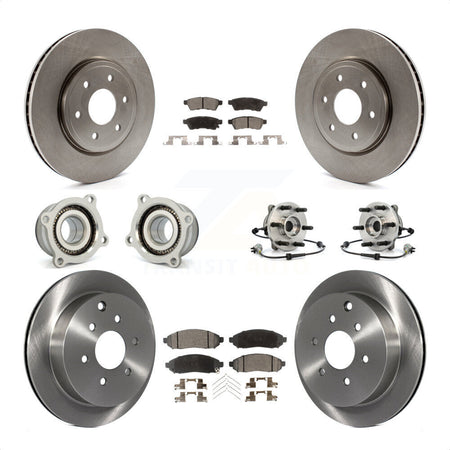 Front Rear Hub Bearings Assembly Disc Brake Rotors And Semi-Metallic Pads Kit (10Pc) For Nissan Frontier Xterra Suzuki Equator KBB-109143 by Transit Auto