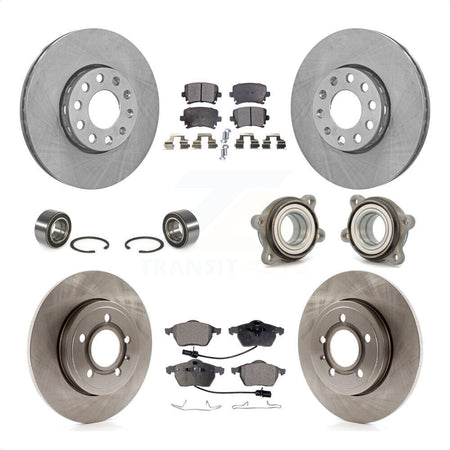 Front Rear Wheel Hub Bearings Assembly Disc Brake Rotors And Semi-Metallic Pads Shoes Kit (10Pc) For 2005-2006 Audi A4 Quattro With 288mm Diameter Rotor KBB-109148 by Transit Auto