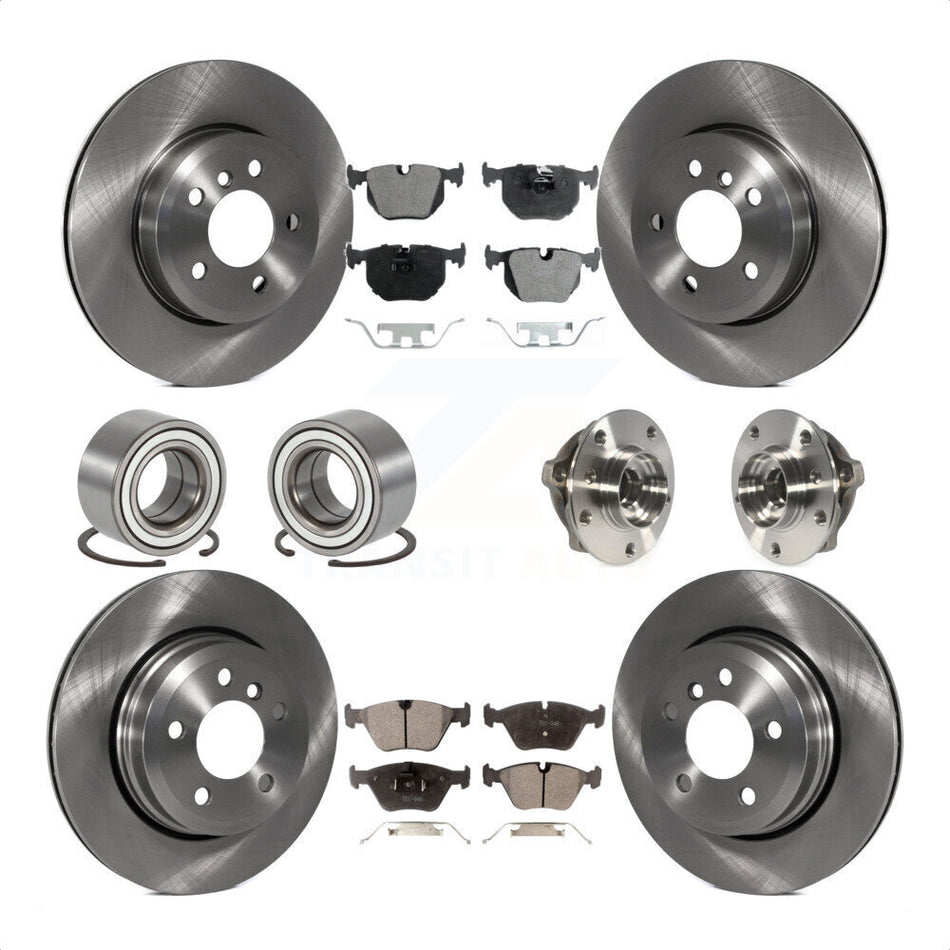 Front Rear Wheel Hub Bearings Assembly Disc Brake Rotors And Semi-Metallic Pads Shoes Kit (10Pc) For 2010 BMW X3 KBB-109154 by Transit Auto