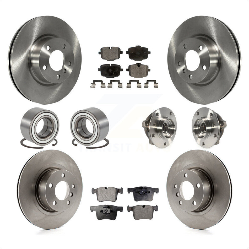 Front Rear Wheel Hub Bearings Assembly Disc Brake Rotors And Semi-Metallic Pads Shoes Kit (10Pc) For 2012 BMW X3 From 10 11 KBB-109155 by Transit Auto