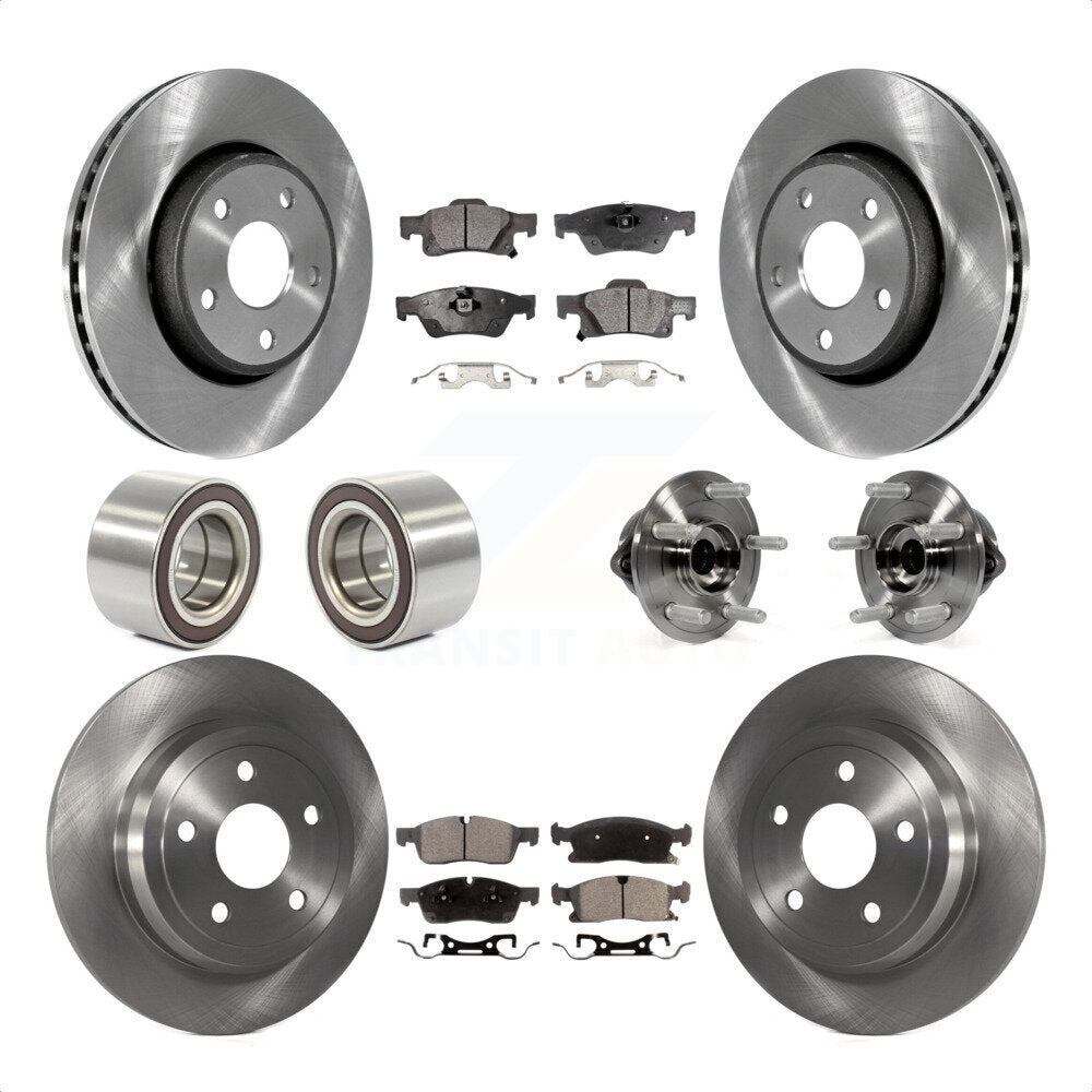 Front Rear Wheel Hub Bearings Assembly Disc Brake Rotors And Semi-Metallic Pads Shoes Kit (10Pc) For Dodge Durango KBB-109158 by Transit Auto