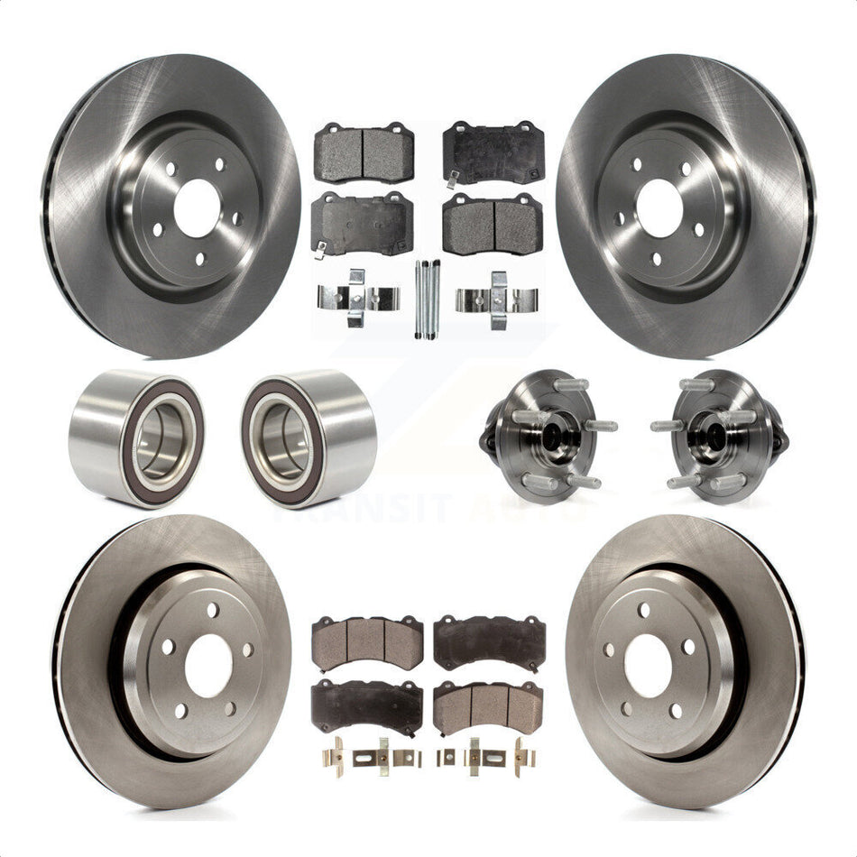 Front Rear Wheel Hub Bearings Assembly Disc Brake Rotors And Semi-Metallic Pads Shoes Kit (10Pc) For Jeep Grand Cherokee Dodge Durango KBB-109160 by Transit Auto
