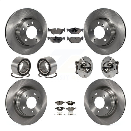 Front Rear Wheel Hub Bearings Assembly Disc Brake Rotors And Semi-Metallic Pads Shoes Kit (10Pc) For 2007 BMW 323i With 312mm Diameter Rotor KBB-109215 by Transit Auto