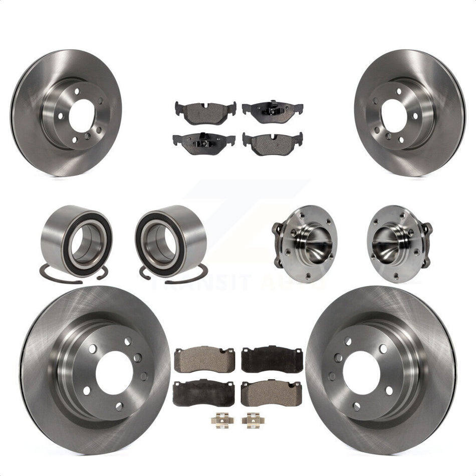 Front Rear Wheel Hub Bearings Assembly Disc Brake Rotors And Semi-Metallic Pads Shoes Kit (10Pc) For 2012 BMW 328i Coupe with 3.0L With 340mm Diameter Rotor KBB-109216 by Transit Auto