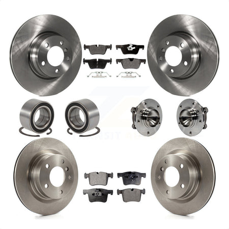 Front Rear Hub Bearing Assembly Disc Brake Rotors And Semi-Metallic Pads Shoes Kit (10Pc) For 2012 BMW 328i Coupe with 2.0L Without Blue Painted Calipers With M Sport Package KBB-109218 by Transit Auto