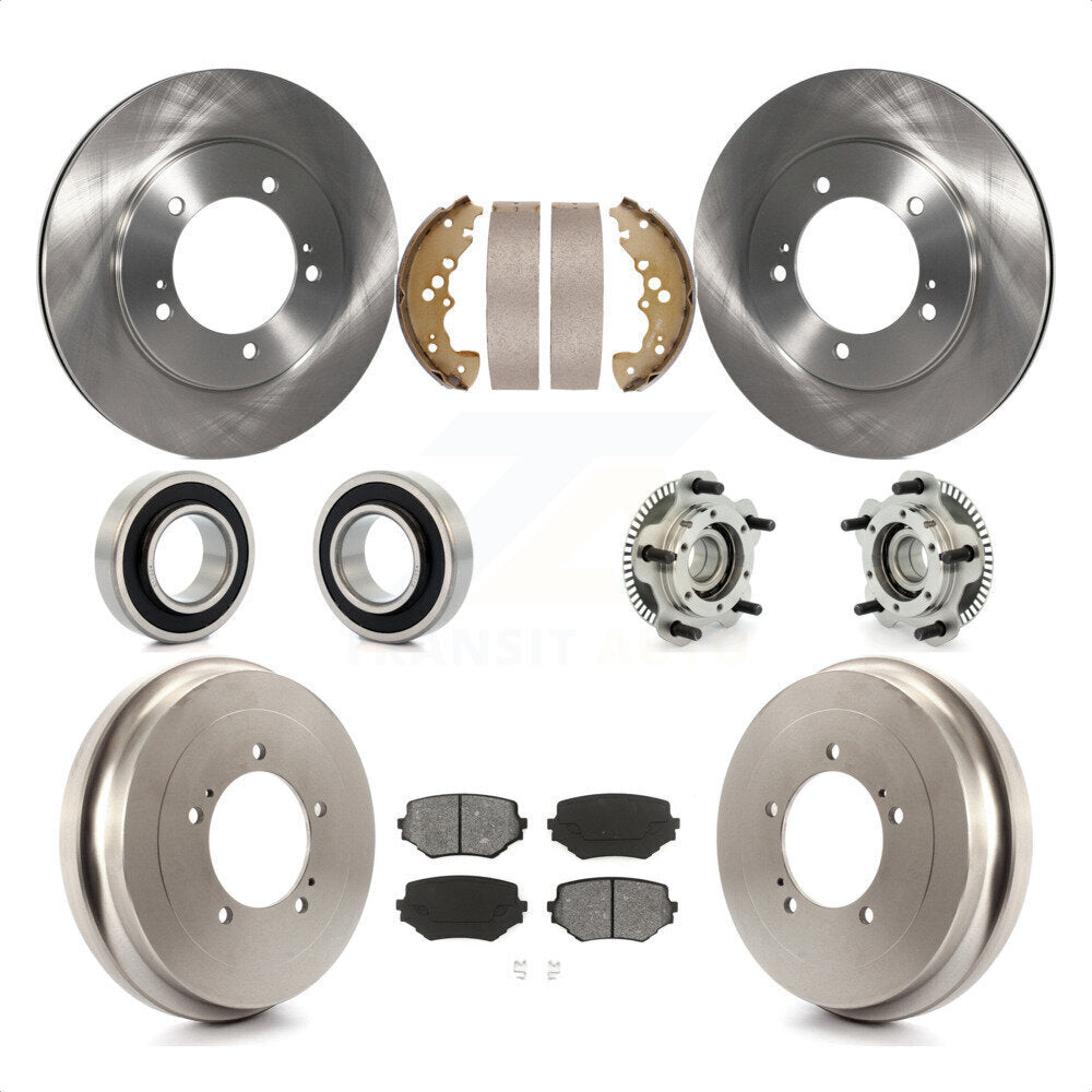 Front Rear Hub Bearings Assembly Disc Brake Rotors And Semi-Metallic Pads Shoes Kit (10Pc) For 2001 Suzuki Grand Vitara XL-7 Plus with 2.7L KBB-109355 by Transit Auto