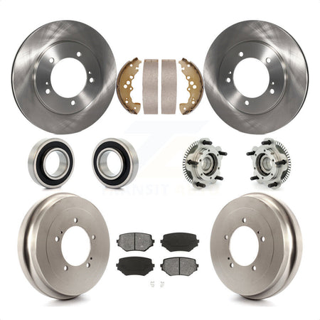 Front Rear Hub Bearings Assembly Disc Brake Rotors And Semi-Metallic Pads Shoes Kit (10Pc) For 2001 Suzuki Grand Vitara XL-7 Plus with 2.7L KBB-109355 by Transit Auto