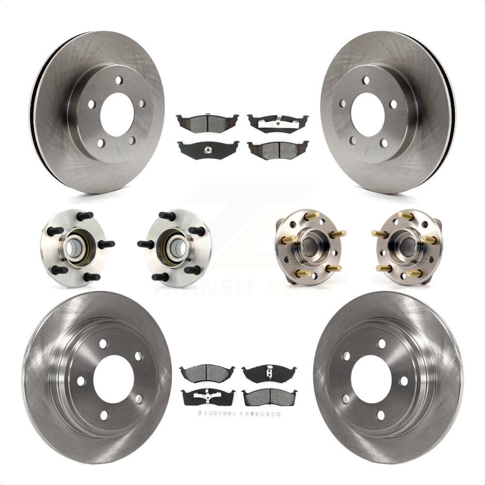 Front Rear Hub Bearings Assembly Disc Brake Rotors And Semi-Metallic Pads Kit (10Pc) For Chrysler Dodge Intrepid Concorde LHS Eagle Vision New Yorker KBB-109467 by Transit Auto