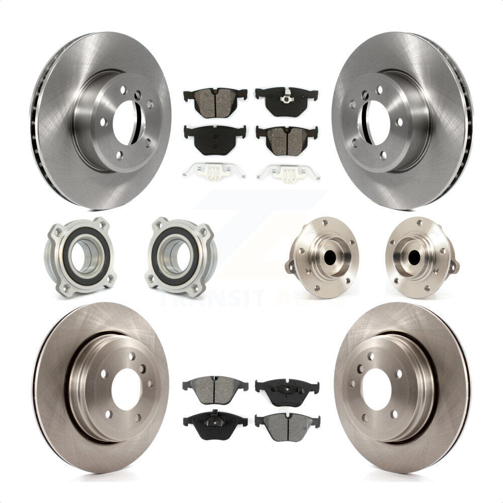 Front Rear Hub Bearings Assembly Disc Brake Rotors And Semi-Metallic Pads Kit (10Pc) For BMW 530i 525i 528i KBB-109504 by Transit Auto