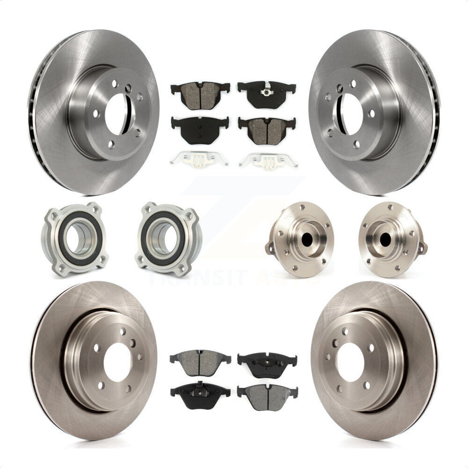 Front Rear Hub Bearings Assembly Disc Brake Rotors And Semi-Metallic Pads Kit (10Pc) For BMW 530i 525i 528i KBB-109504 by Transit Auto