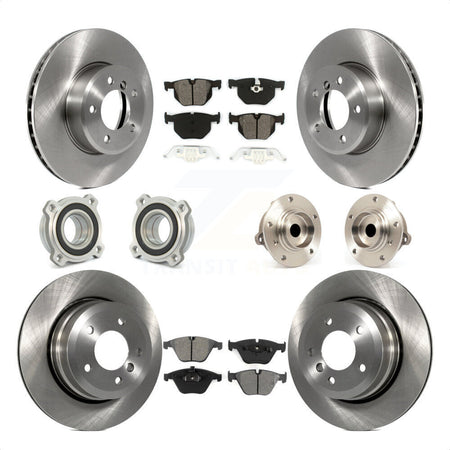 Front Rear Hub Bearings Assembly Disc Brake Rotors And Semi-Metallic Pads Kit (10Pc) For 2010 BMW 528i KBB-109505 by Transit Auto