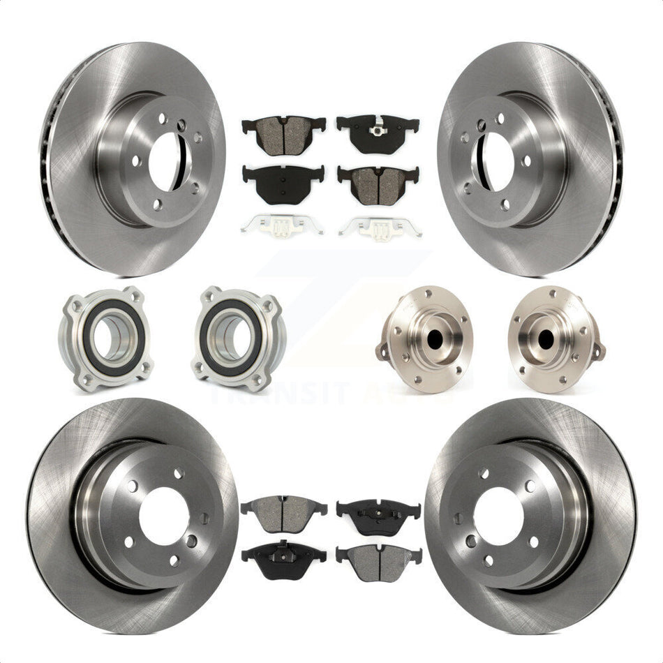 Front Rear Hub Bearings Assembly Disc Brake Rotors And Semi-Metallic Pads Kit (10Pc) For 2010 BMW 528i KBB-109505 by Transit Auto