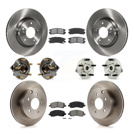 Front Rear Hub Bearings Assembly Disc Brake Rotors And Semi-Metallic Pads Kit (10Pc) For 2007 Mitsubishi Galant Ralliart with 3.8L 4-Wheel ABS KBB-109528 by Transit Auto