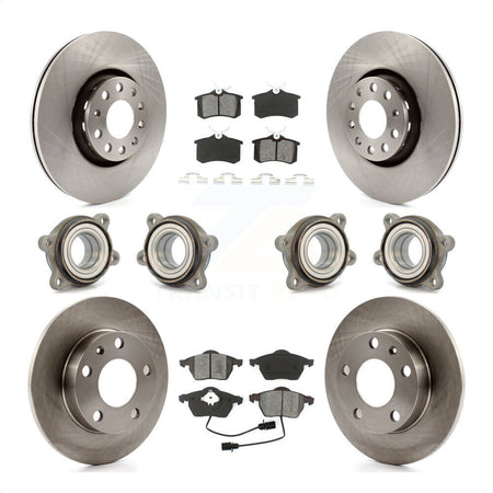 Front Rear Hub Bearings Assembly Disc Brake Rotors And Semi-Metallic Pads Kit (10Pc) For 2002 Audi S4 KBB-109558 by Transit Auto
