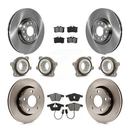 Front Rear Hub Bearings Assembly Disc Brake Rotors And Semi-Metallic Pads Kit (10Pc) For 2002 Audi S6 With 321mm Diameter Rotor Single Piston Caliper KBB-109560 by Transit Auto