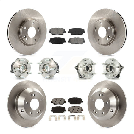 Front Rear Hub Bearings Assembly Disc Brake Rotors And Semi-Metallic Pads Kit (10Pc) For Kia Sorento Hyundai Santa Fe With ABS Brakes FWD KBB-109588 by Transit Auto