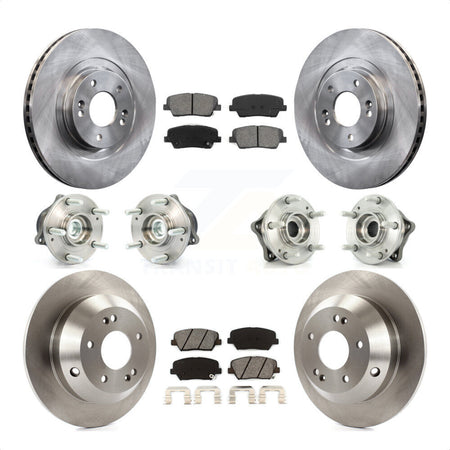 Front Rear Hub Bearings Assembly Disc Brake Rotors And Semi-Metallic Pads Kit (10Pc) For 2013-2014 Hyundai Santa Fe Sport FWD with 2.4L 2.0L KBB-109590 by Transit Auto