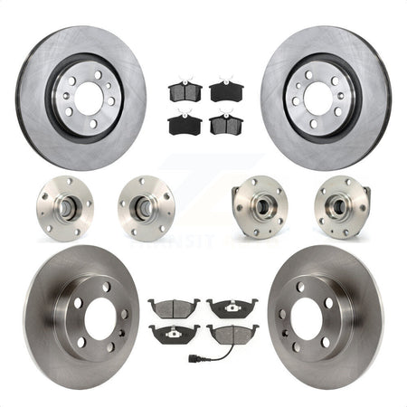 Front Rear Hub Bearings Assembly Disc Brake Rotors And Semi-Metallic Pads Kit (10Pc) For Volkswagen Golf City KBB-109608 by Transit Auto