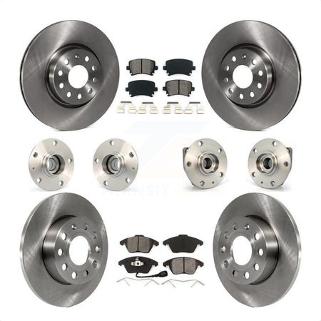 Front Rear Hub Bearings Assembly Disc Brake Rotors And Semi-Metallic Pads Kit (10Pc) For 2008 Audi A3 FWD From Chassis VIN #8P8057779 KBB-109610 by Transit Auto