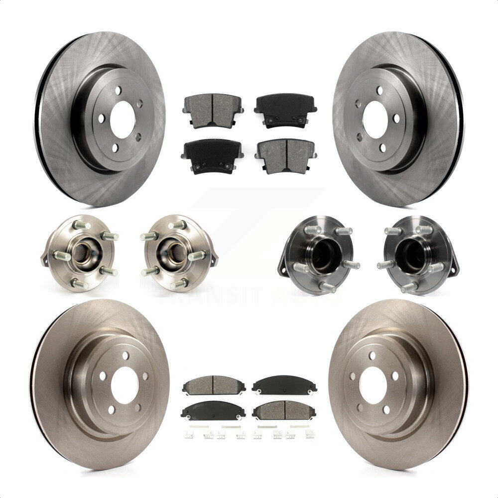 Front Rear Hub Bearings Assembly Disc Brake Rotors And Semi-Metallic Pads Kit (10Pc) For 2012-2013 Dodge Charger R T SE with RWD 5.7L With Police Package KBB-109643 by Transit Auto