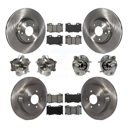 Front Rear Hub Bearings Assembly Disc Brake Rotors And Semi-Metallic Pads Kit (10Pc) For 2017 INFINITI Q70 Hybrid with RWD With Sport Package KBB-109659 by Transit Auto