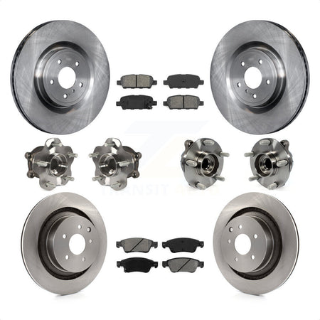 Front Rear Hub Bearings Assembly Disc Brake Rotors And Semi-Metallic Pads Kit (10Pc) For 2014 INFINITI Q60 Sport with RWD Without Package KBB-109665 by Transit Auto