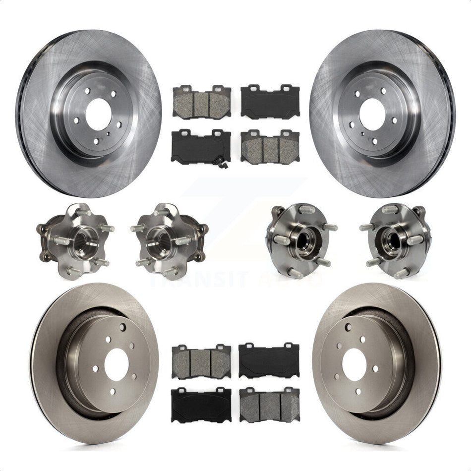 Front Rear Hub Bearings Assembly Disc Brake Rotors And Semi-Metallic Pads Kit (10Pc) For Infiniti Q50 M37 Q70 Q70L QX70 M56 INFINITI KBB-109667 by Transit Auto