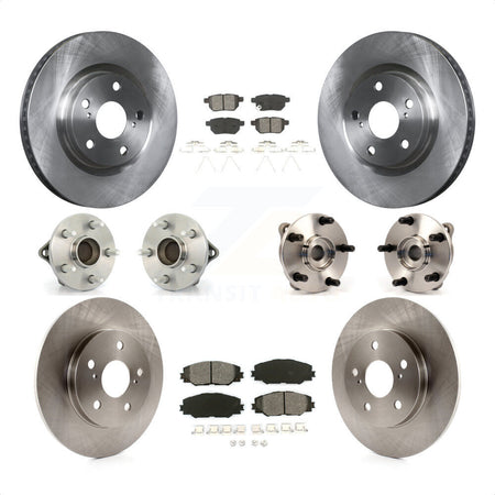 Front Rear Hub Bearings Assembly Disc Brake Rotors And Semi-Metallic Pads Kit (10Pc) For 2017-2018 Toyota Corolla iM KBB-109697 by Transit Auto