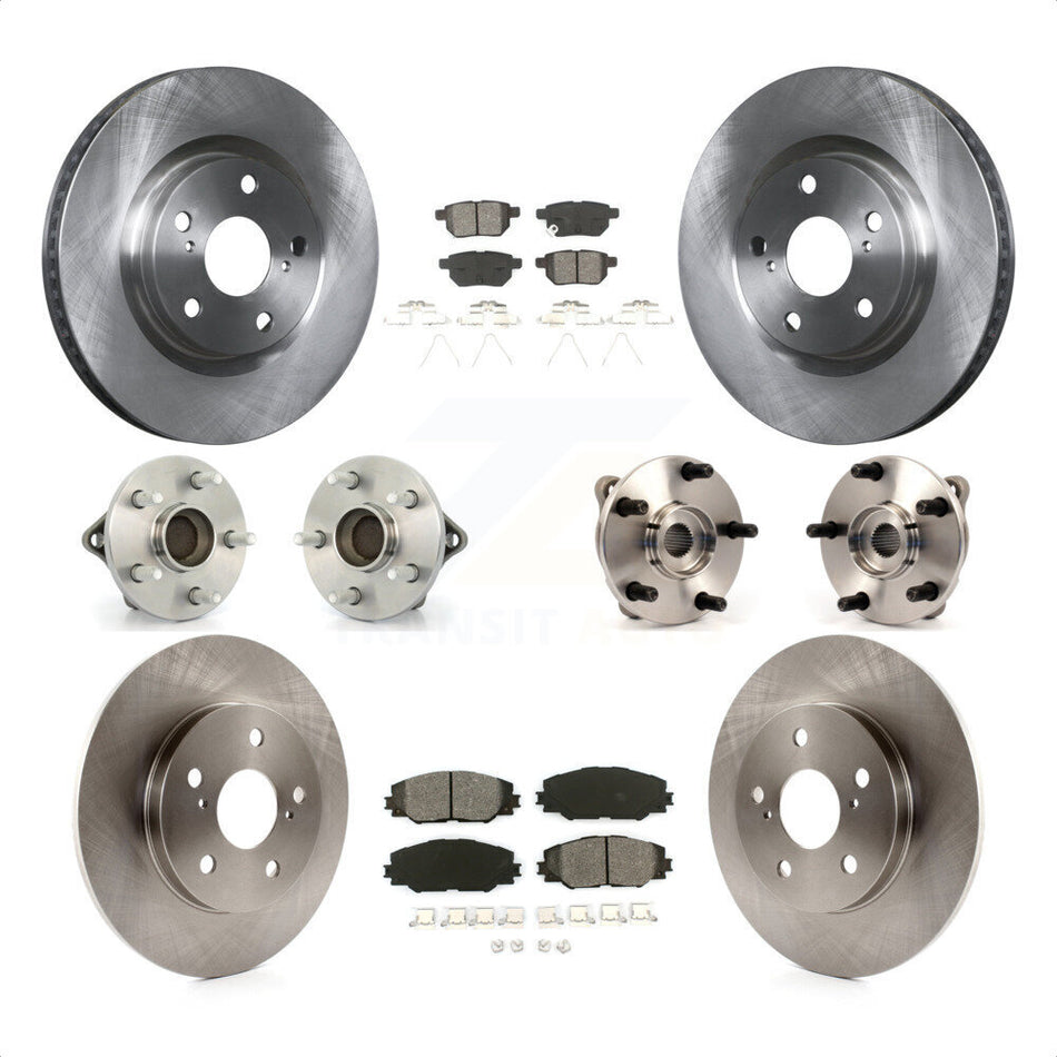 Front Rear Hub Bearings Assembly Disc Brake Rotors And Semi-Metallic Pads Kit (10Pc) For 2017-2018 Toyota Corolla iM KBB-109697 by Transit Auto